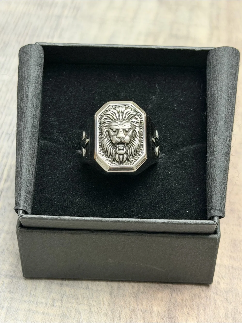 Men’s Metal Lion Head Ring Fleur De Lis Gothic Biker Size 11